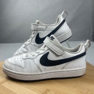 Nike Court Borough Low 2 Shoes White Black Hook Loop Youth Size 2.5Y DV5457 104